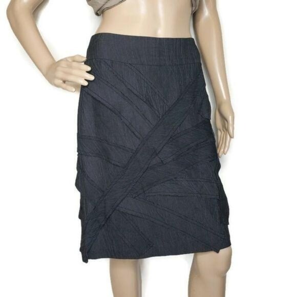 Stiletto Womens Black grey Textured Knee-Length Skirt Size 4 back zip closure - Picture 1 of 8